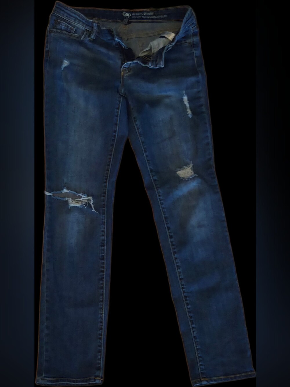 GAP Ladies Skinny Jeans in Dark Blue with Ripped Details